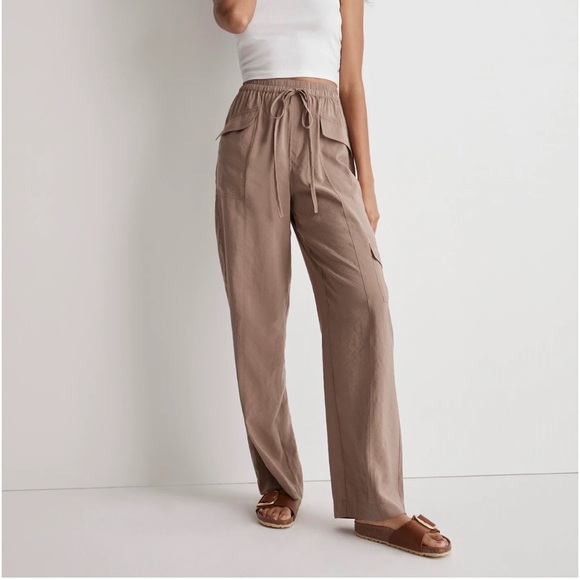Madewell Straight Cargo Pants in Softdrape Light Umber Tan Size XL - Picture 1 of 15